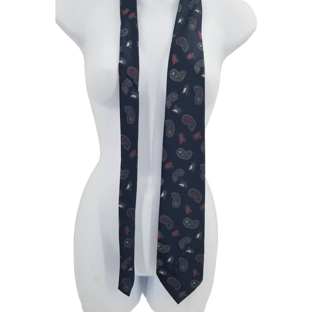 Botany 500 Vintage Navy Blue Paisley Mens Neck Tie 58" 80s 90s work